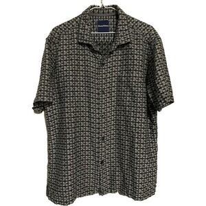 Tommy Bahama L 55% Silk Short Sleeve Button Up Shirt Men's Gray Camp‎ Beach